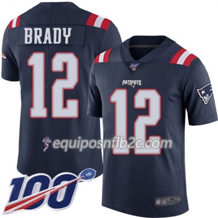 Camiseta Hombre NFL New England Patriots Tom Brady 12 Nike Navy 100th